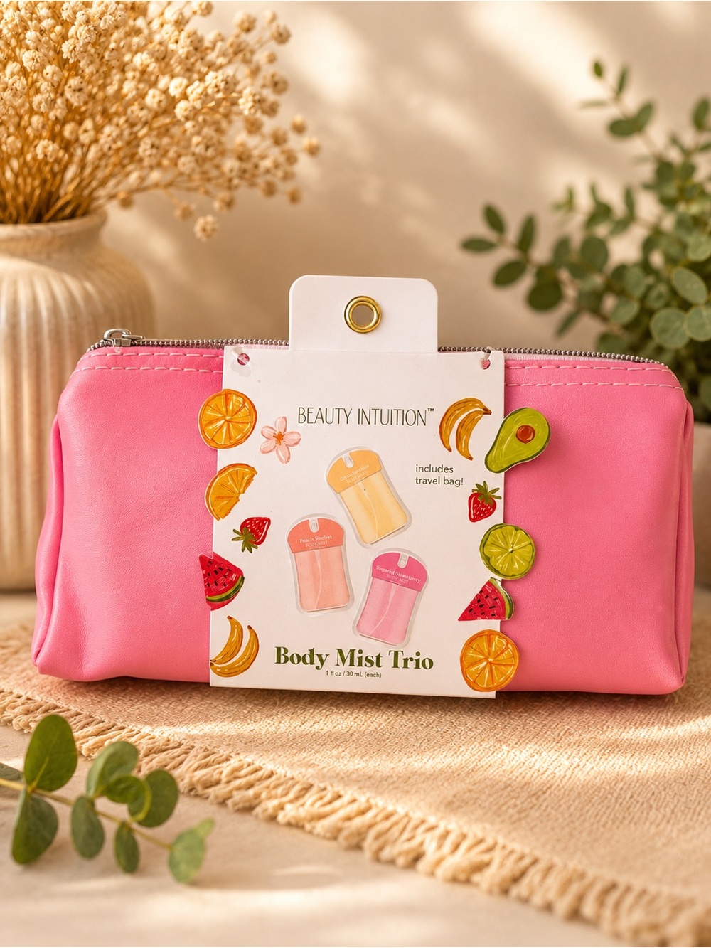 Beauty Intuition Pink Travel Beauty Gift Set Cosmetic Pouch NWT